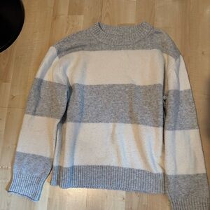 Gray and White Striped Women’s Sweater